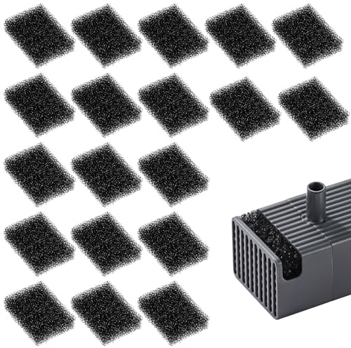 LXUEJIE 20 PCS Cat Fountain Sponge Replacement Foam Sponges, Block Shape Cat Water Fountain Sponge Filters Black Replacement Pre-Filter Sponges for Clean Water