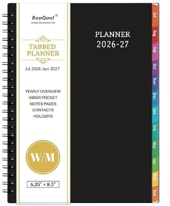 Planner 2026-2027 - July 2026 - June 2027, 2026-2027 Planner Weekly and Monthly, Academic Planner, Calendar Planner with Colorful Tabs, 6.25 × 8.3, Strong Twin-Wire Binding, Back Pocket, Holidays