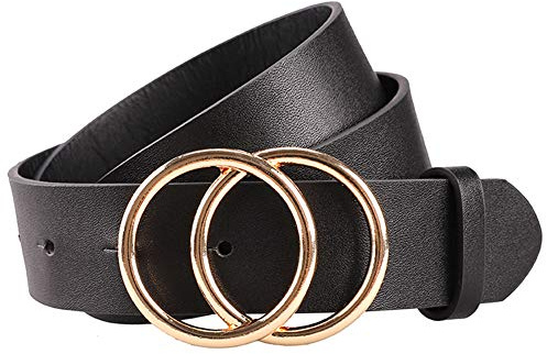Earnda Women's Leather Belt Fashion Soft Faux Leather Waist Belts For Jeans Dress Black X-Large