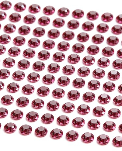 MOVOJA Strahlend Pink Glitzersteine Selbstklebend - 147 Stk 10 mm | Schmucksteine Selbstklebende Glitzersteine Zum Aufkleben I Klebesteine Basteln Bastelsteine Selbstklebend Sticker Gesicht