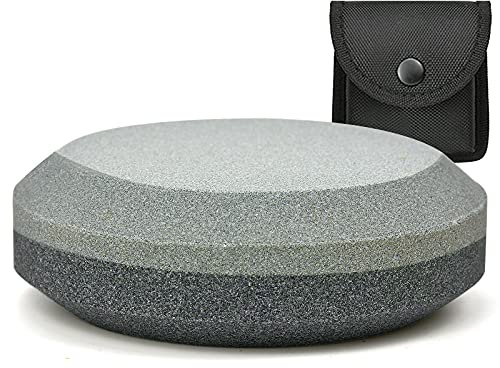 NedFoss Axe Sharpener Tool with Sheath, Sharpening Puck Whetstone Hatchet &Tool Sharpening Stone, Dual Grit Multi-Purpose Sharpener (C-Brown)