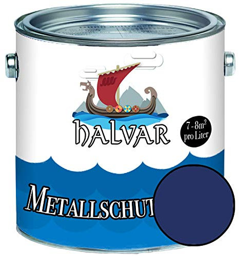 Halvar Metallschutzlack SEIDENMATT Blau RAL 5000-5024 Metallfarbe besonders robuster Kunstharzlack Wetterbeständig & perfekter Langzeitschutz Metall (1 L, RAL 5022 Nachtblau)
