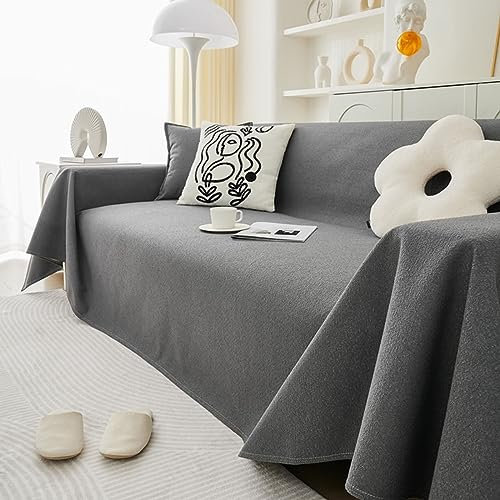 Homxi Sofabezug 3 Sitzer Ecksofa,190x260CM,Sofahusse Einfarbig Bezug Sofa Polyester Handtuch Sofa Dunkelgrau Sofahusse Universel