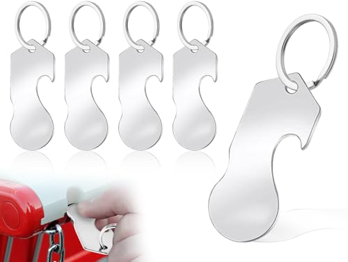 Lhbwhiz 4 Piezas Extractor de Carro de Compra con Abridor de Botellas, Extractor de Carro de Compra de Acero Inoxidable, Llavero con Chip de Compra, para Supermercado, Abridor de Botellas