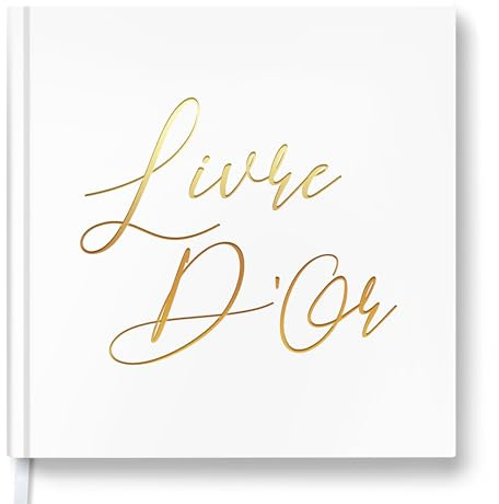 Livre d'or de mariage, livre d'or vintage vierge, 21 x 21 cm