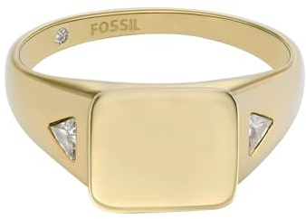 Fossil Anelli con sigillo da donna in acciaio inossidabile, Oro al miele, 7