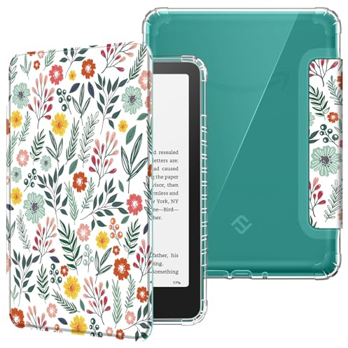 Fintie Hülle für 7 Kindle Colorsoft Signature Edition 2026 | Kindle Paperwhite/Paperwhite Signature Edition(12. Generation), Transparent TPU Case, Auto Sleep/Wake, Frühlingblume