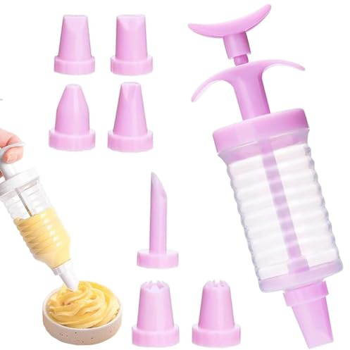 Spritspåse med tyllar, kaka piping kit set kakor, kakor mångsidig användbar gåva bakning älskare (rosa)