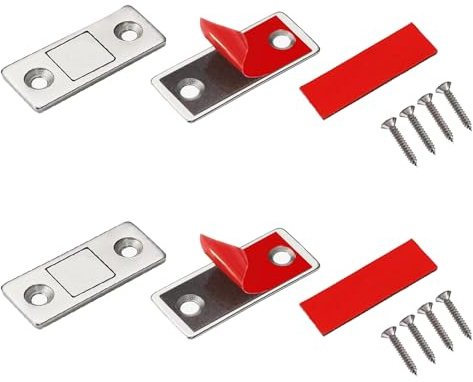 2 Set Adhesive Magnetic Door Buckles,Magnetic Door Catch,Ultra Thin Adhesive Drawer Magnets Catches for Kitchen Cupboard Magnet Latch Closure Small Wardrobe Sliding Door Closet Magnetic Catches Sticky