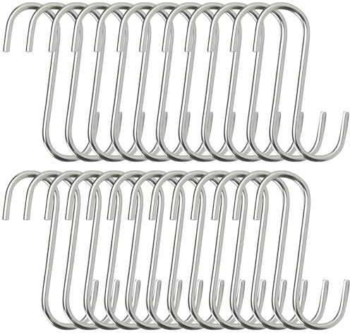 lomdung 25 Pezzi Ganci a S, 9cm Ganci a S Cucina in Acciaio Inox, Forma di S Multifunzionale, Gancio in Metallo Resistenti, per Bagno Camera da Letto Ufficio per Utensili Cucina