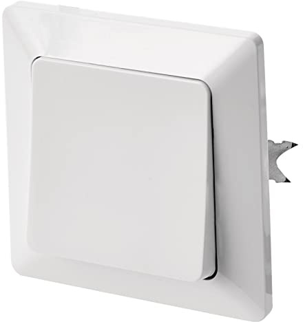 EMOS A6100.2 Kreuzschalter in Weiss (Glanz), mit einer Wippe, 250 V~/10 AX, Kunststoff, ohne Unterputzdose, Schutzklasse IP20 für Innen