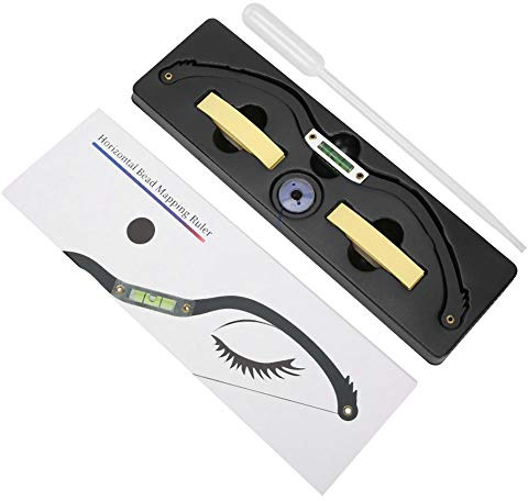 Professionelles Linienmarkierungslineal Augenbrauen-Tattoo-Positionierungswerkzeug Augenbrauen-Bogen-Mapper-Werkzeug mit Mapping-Faden für geformte Augenbrauen Permanent Makeup Tattoo (Schwarz)