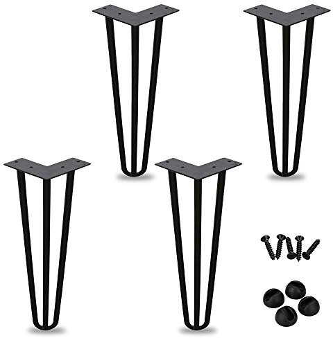 Einfeben 4X Hairpins Legs Tischbeine aus Möbelfüße, 3 Streben Metall Haarnadelbeine Möbelbein Austauschbare Tisch & Schrank Beine, Robuste Tischkufen Esstisch für Arbeitstisch 30cm (12 Zoll)
