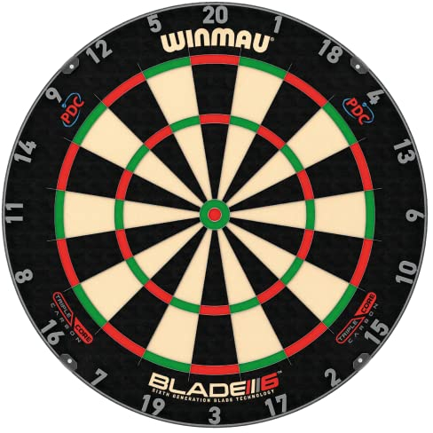 WINMAU Darts Blade 6 Triple Core Carbon Professional PDC Dartboard with Official tournament specifications | Endorsed by the PDC