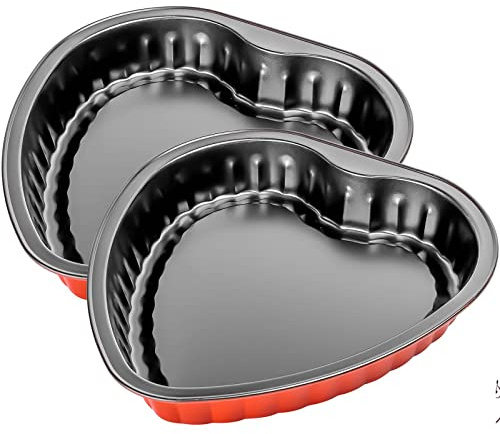 Yomvzake 9 Inch Heart Shaped Cake Pans, 2 Pack Heart Cake Tins Love Valentine's Cake Molds for Baking