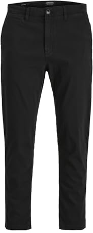 JACK & JONES Male Chino Hose Tapered Fit Chino Hose, Schwarz, 32W / 32L