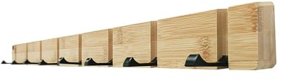 Home Deluxe - Garderobenleiste Hook - Farbe: Bambus, 82 x 2 x 5,5 cm, inkl. 8 klappbaren Haken und Magnete I Wandgarderobe Garderobenpaneel Kleiderhaken