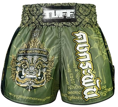 Tuff Sport Muay Thai Boxningsshorts, Retro Styles, Klassisk Slim Cut, MMA, Kickboxning, Träningsset, Tuf-rms117-grn, S