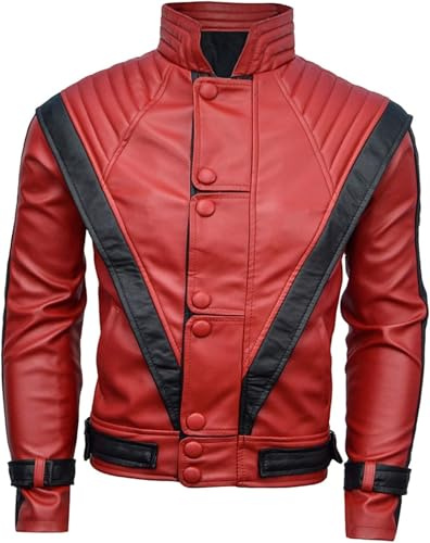 MERCH ATTIRE MJ Thriller läderjacka glad konsert cosplay halloween kostym, Läder – MJ jacka, M