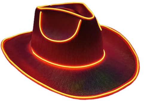 Dtaigou Leuchtende Neon-Glitzer-Hüte, leuchtende Cowboy-Mütze, LED-Cowboy-Hut, Cowgirl-Hut, leuchtende Hüte, für Männer und Frauen, Kostüm-Mütze