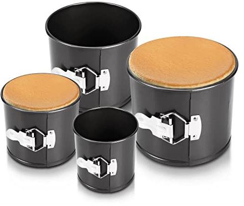 Ssiyiya Springform Cake Tin Set of 4, Cheesecake Pan with Removable Bottom, Non-Stick Round Baking Pan for Different Size Cake - Sizes 10/12/14.5/17cm
