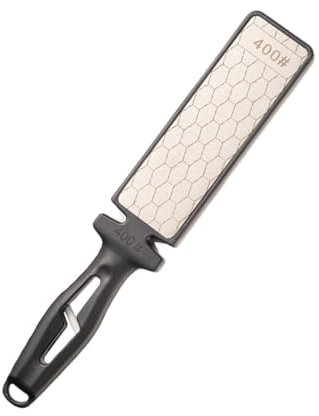 Piedra de afilar de doble cara granulación 400 (25,5 x 4,5 cm), piedra de afilar multifuncional, piedra de afilar manual, universal para cuchillos de cerámica, tijeras y acero al tungsteno