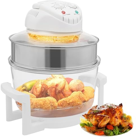 Friteuse à air Chaud Turbo 17 L, Four à Convection 1400 W à Poser, température réglable de 32 °F à 482 °F et Boutons de minuterie, pour Griller Viande, Poisson et légumes à la Maison