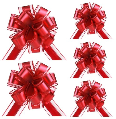 TYSM-CC Grande Fiocco per Confezione Regalo 5 Pezzi Fiocco Regalo Fiocchi Regalo Fiocco Regalo con Nastri Regalo Nastro Decorativo Pull Bow Auto Fiocchi per Regali, Matrimonio, Festa