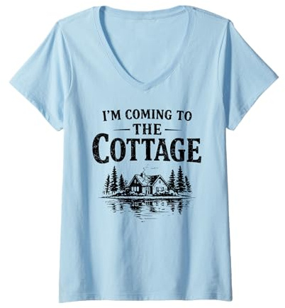 Mujer Romance Hockey Pareja Hombres Mujeres Voy a La Cottage Camiseta Cuello V