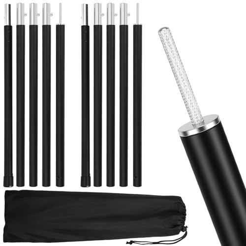 Ansobea Teleskopstangen Zeltstangen Teleskop - Alu Teleskopstangen 2er Set, Höhe 85–205 cm mit Aufbewahrungstasche, Einstellbare, Leichte, zeltstangen für sonnensegel Outdoor-Sport-Camping, Schwarz