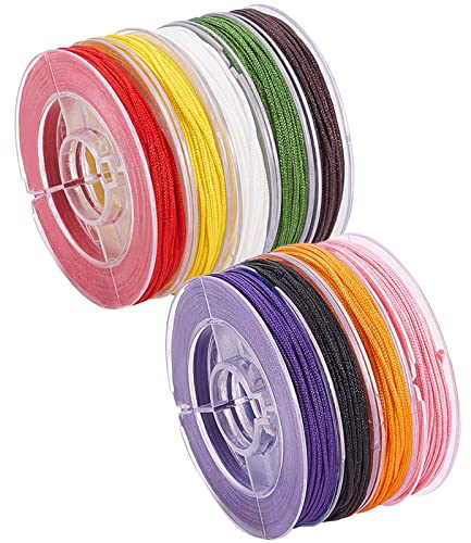 PH PandaHall 9 Farbe 0.8mm Nylon Beading String Chinesische Knotenschnur Geflochtener Faden Armband String Kumihimo Macrame Faden String Jalousien String für Makramee Schmuckherstellung, 63m