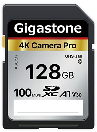 Gigastone - Tarjeta de Memoria SDXC de 128 GB, 4K Cámara Pro Serie. Compatible con cámara Canon Nikon Sony Videocámara, A1 V30 UHS-I Clase 10 para 4K UHD