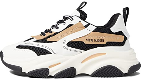 Steve Madden Women's Possession Sneaker, Black/TAN, 10