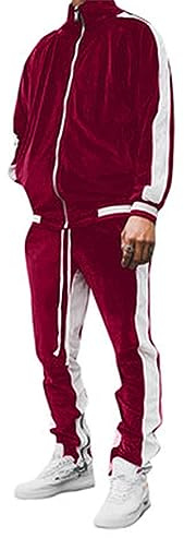 KISSQIQI Men's 2 Pieces Tracksuits Golden Velvet Casual Outfits Full Zip Thickening Sport Suits Jacket & Pants Fitness Tracksuit Sets