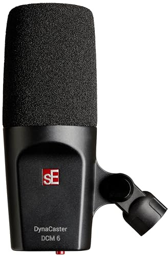 sE Electronics DCM6 frontadresserad aktiv kardioid dynamisk mikrofon integrerad med DYNAMITE Technology, popfilter och stötfäste