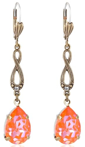 Jugendstil Ohrringe Gold Orange Delite Markenkristallen Damen-Ohrhänger NOBEL SCHMUCK
