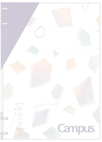 Kokuyo Campus Refillable Notebook, B5 2x2 Slim Ring Binder Notebook with Customizable Title Page, 40 Sheets Capacity. Suitable for 26 Holes Loose Leaf Paper, Mineral Color Sheer Purple (Le-NP704-L1V)