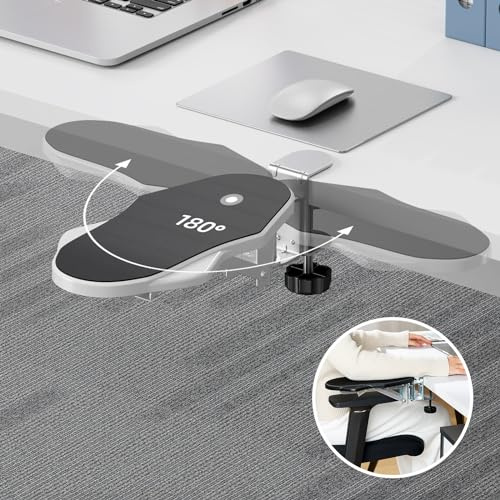 CABTE Computer-Armlehne für den Schreibtisch, 180° verstellbare, ergonomische Schreibtischverlängerung, 90° faltbare Arm-Handgelenkauflage, Ellenbogen-Armstütze, Halterung für Zuhause und Büro