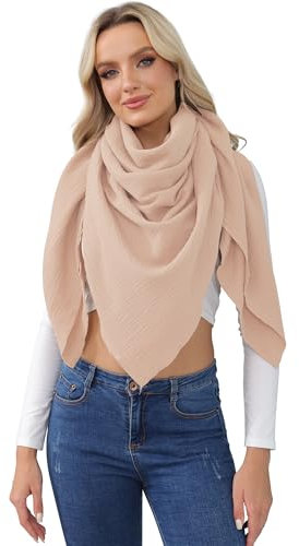 WELROG 100% Baumwolle Schal für Damen Winter Halstuch Damen Schal aus 51 * 51 IN Einfarbiger Warmer Schal Damen-Winterschal Muslimisches Kopftuch