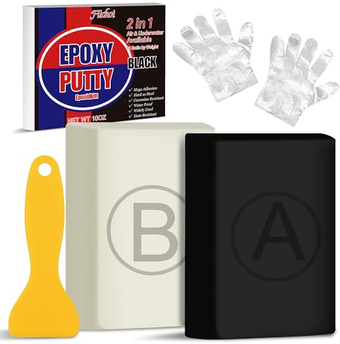 Epoxy Putty - 10oz / 280g Epoxy Sculpt Clay to Fix Leaks, Model, Fill Cracks - Fast Repair Pool Putty for Metal, Plastic, Wood, Tile, Ceramics, Mega Adhesion and Waterproof (Black)