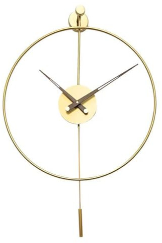 Grande Orologio da Parete Decorativo, Orologio da Parete Decorativo Classico in Metallo con Pendolo, Orologi d'Arte Creativa silenziosi Senza ticchettio per Soggiorno casa Camera da,d'oro,50cm