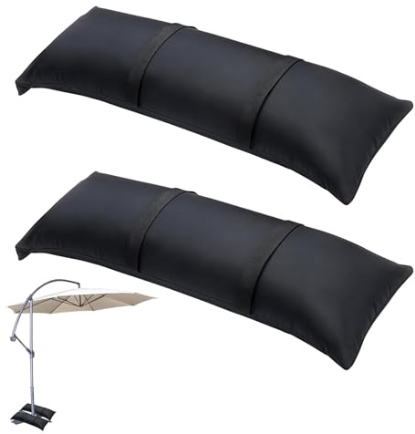 LEKEFETO Lot de 2 sacs de sable pour parasol - Sacs de lestage en tissu Oxford - Sacs de sable pour tonnelle et extérieur (noir)