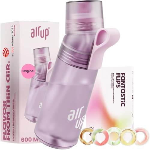 AIR UP water bottle Twist Pro Lavender starter set with pods in 5 flavours I 600ml drinking bottle with sugar-free flavouring I dishwasher-safe, BPA-free in Purple