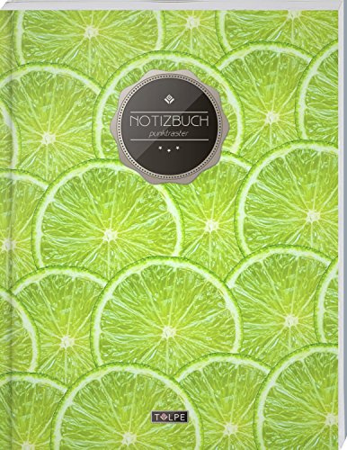 TULPE Punktraster Notizbuch A4 „C148 Limetten“ (140+ Seiten, Vintage Softcover, Punktkariertes Papier - Bullet Journal, Dickes Notizheft, Skizzenbuch, Tagebuch, Gepunktete Seiten, Dot Grid Notebook)