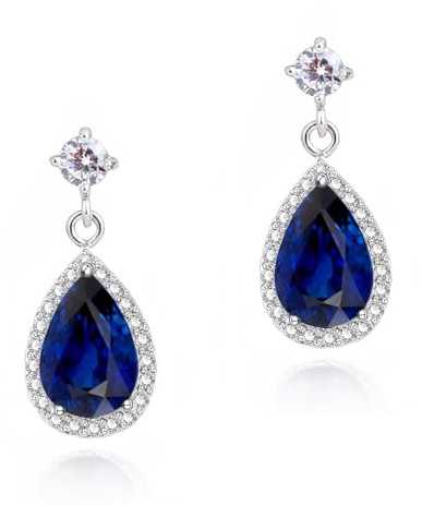 Crystalline Azuria Tropfenfürm Ohrringes 18ct Weiß Vergoldet Haken Ohrhänger mit Zirkonia Kristalle für Damen und Mädchen