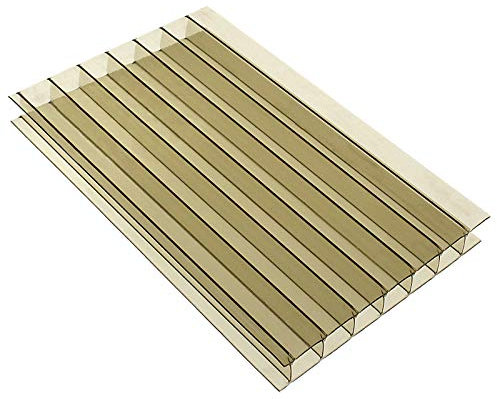 Bronze, 600m x 3m (Width x Length) 10mm Multiwall Polycarbonate Sheets Poly Plastic Roof Panel for Lean-to Canopy Conservatory