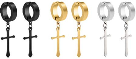 Herren Damen Non-Piercing Clip-On-Ohrringe Kreuz Baumel Creolen Ohrclips Ohrringe Set Clips Ohne Ohrloch Ostern Weihnachten