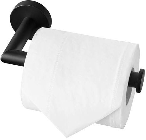 HITSLAM Black Toilet Roll Holder Wall Mounted SUS 304 Stainless Steel Matte Black Toilet Paper Holder Waterproof Rotateproof Tissue-Holder for Bathroom | Vertical & Horizontal Setup | Waterproof Rustproof Paper Holder | Damp Bathroom Fixture