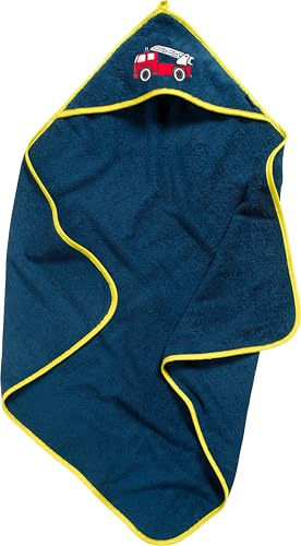 Playshoes Unisex Kinder Frottee-Kapuzentuch Feuerwehr, Feuerwehr, 100x100cm EU