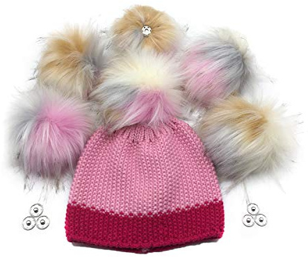 Furryvalley Faux Fur Pompom 6pcs DIY Crafts Fluffy Balls for Hat Shoes Scarves with Snap Fastener Removable Knitting Hat Accessories 6 Inch Extra Large(Colorful)
